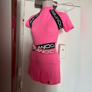 Gsuwoo romper big logo jumpsuit shorts catsuit bandage onepiece short sleeve